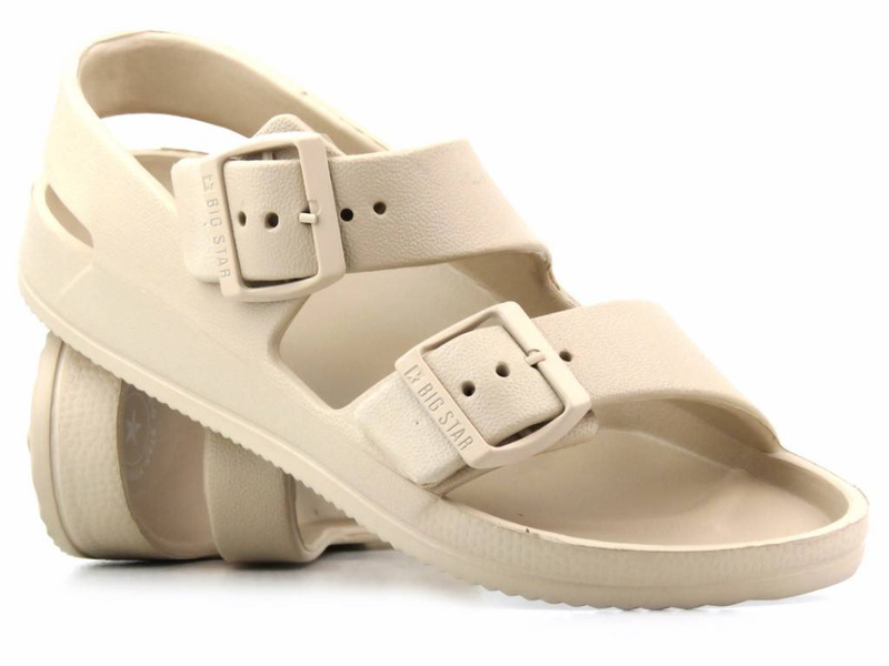 Lehké dámské pěnové sandály s přezkami - Big Star LL274746, béžové