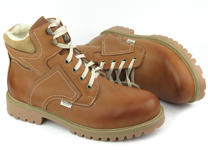 Pevné pánské trekové boty s vlnou - HELIOS Komfort 816-2, hnědé