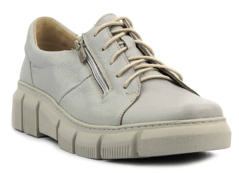 Dámské kožené polobotky polské značky - HELIOS Comfort 413, světle šedé