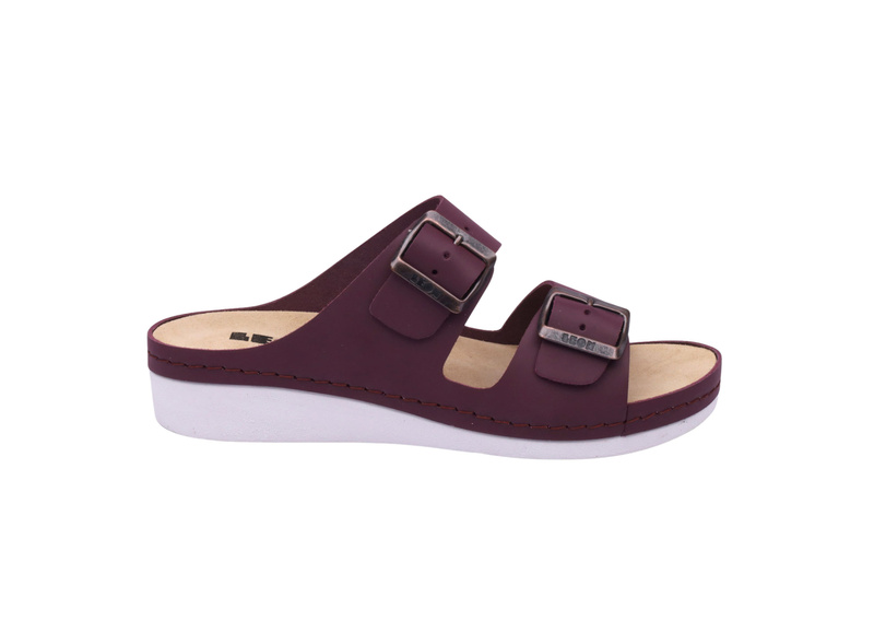 Dámské nazouváky s přezkami Leon 5012, bordó  