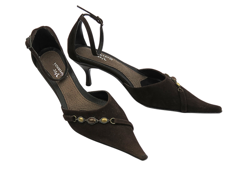 Lodičky na jehlovém podpatku hnědé s nastavitelným páskem Ver Giovanni 512/6/F2