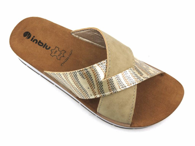 Dámské žabky se zkříženými ramínky - INBLU CP-38, pískové