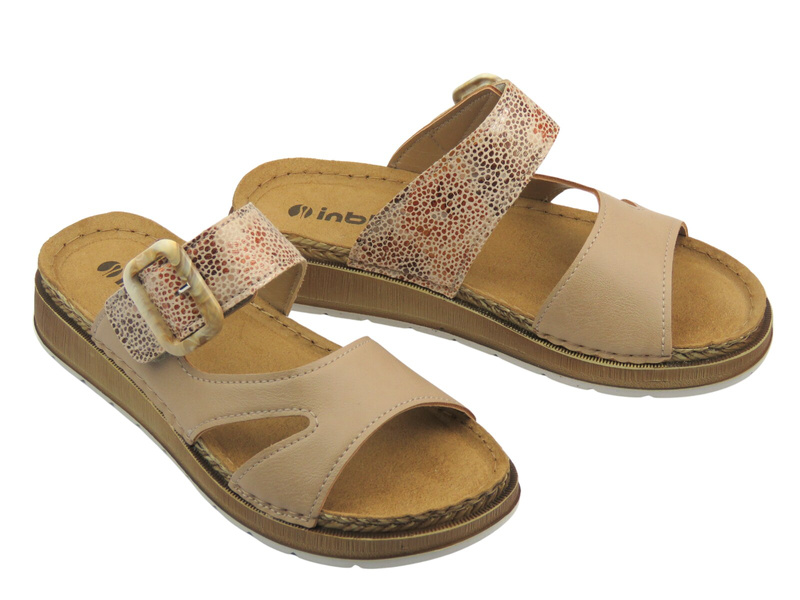 Dámské žabky s nastavitelným páskem - Inblu GS-55, pískové