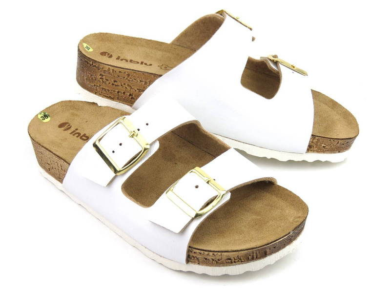 Dámské žabky se silnou podrážkou - INBLU NM-28, bílé