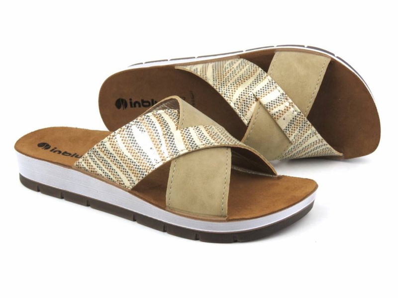 Dámské žabky se zkříženými ramínky - INBLU CP-38, pískové