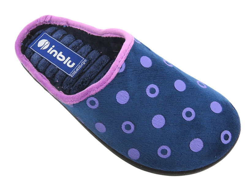 Dámské pantofle s velmi měkkou stélkou - INBLU EC-71, tmavě modrá se srdíčky