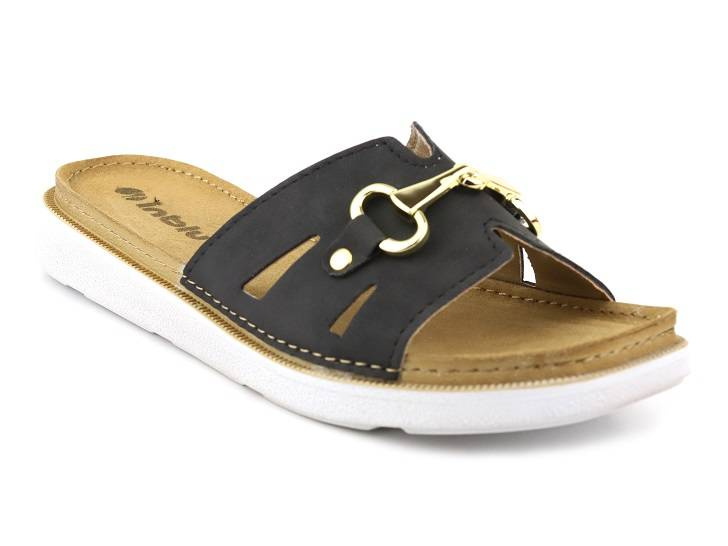 Dámské žabky s koženým vnitřkem - Inblu LA-02, černá