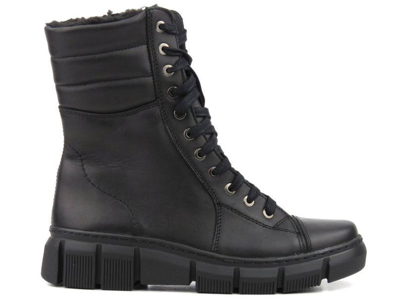 Kožené kotníkové boty, dámské pracovní s vlnou - HELIOS Komfort 611-2, černé