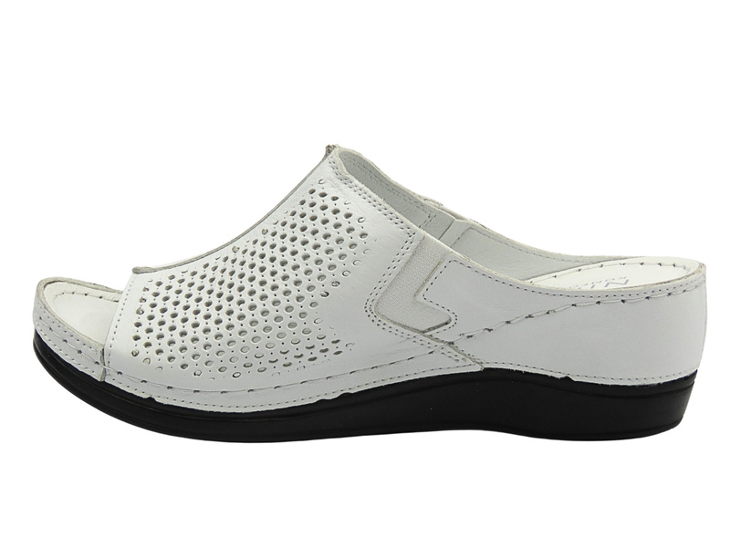 Pohodlné dámské nazouváky na klínu, bílé Nika Komfort H-157