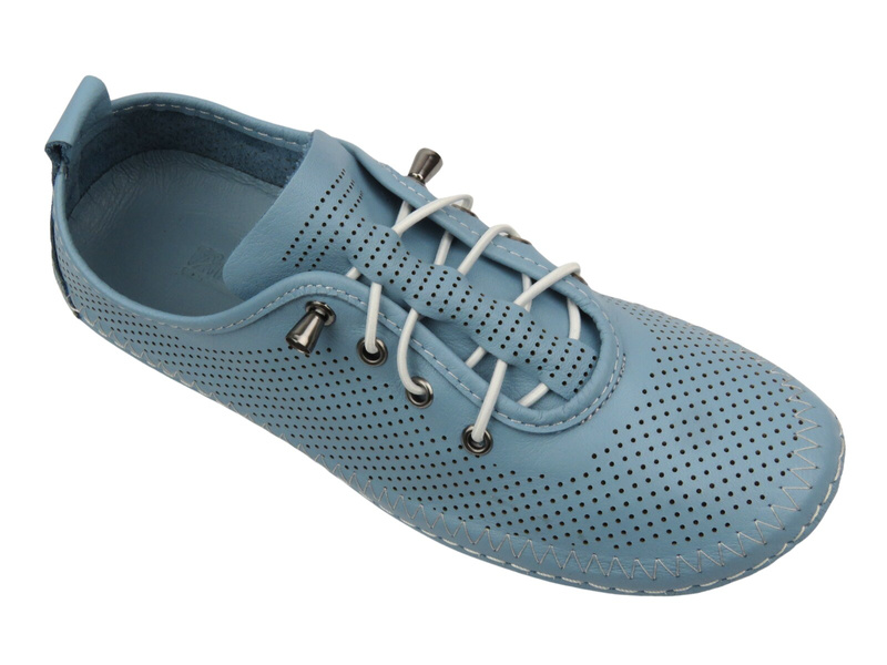 Ažurové dámské polobotky z přírodní kůže - Artiker 54C0835, modré