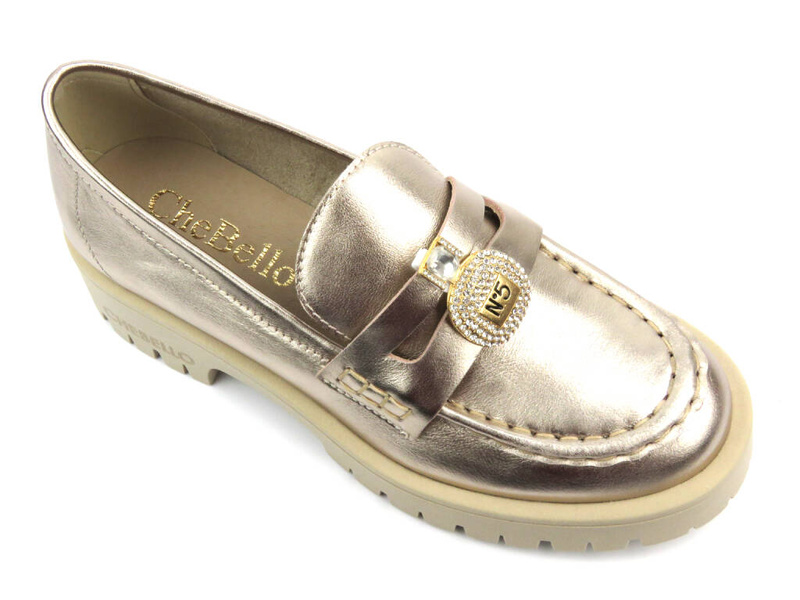 Dámské boty a mokasíny s drážkovanou podrážkou - CheBello 4291, zlatá