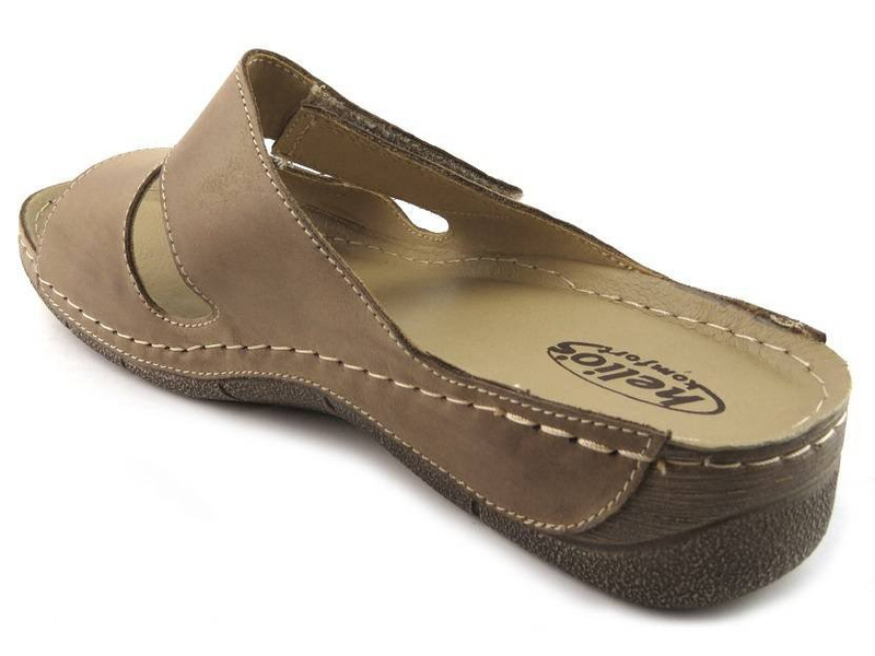 Dámské kožené žabky s úpravou - HELIOS Komfort 232, béžová