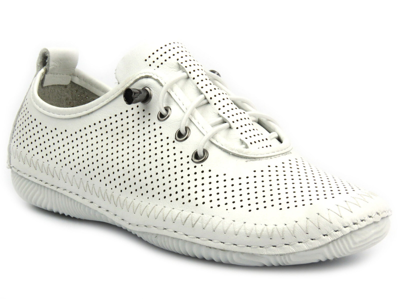 Dámské prolamované kožené polobotky - Artiker 54C0831, bílá