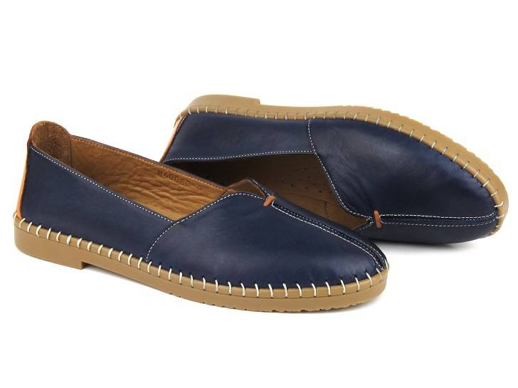 Kožené boty, dámské mokasíny - MANITU 840080-05, tmavě modrá