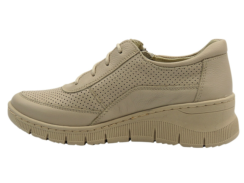 Kožené polobotky, dámské tenisky – Helios 427, ecru