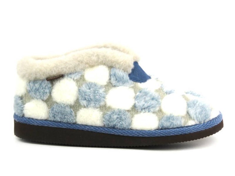 Teplé dámské pantofle - MANITU 340049-55, béžové a modré