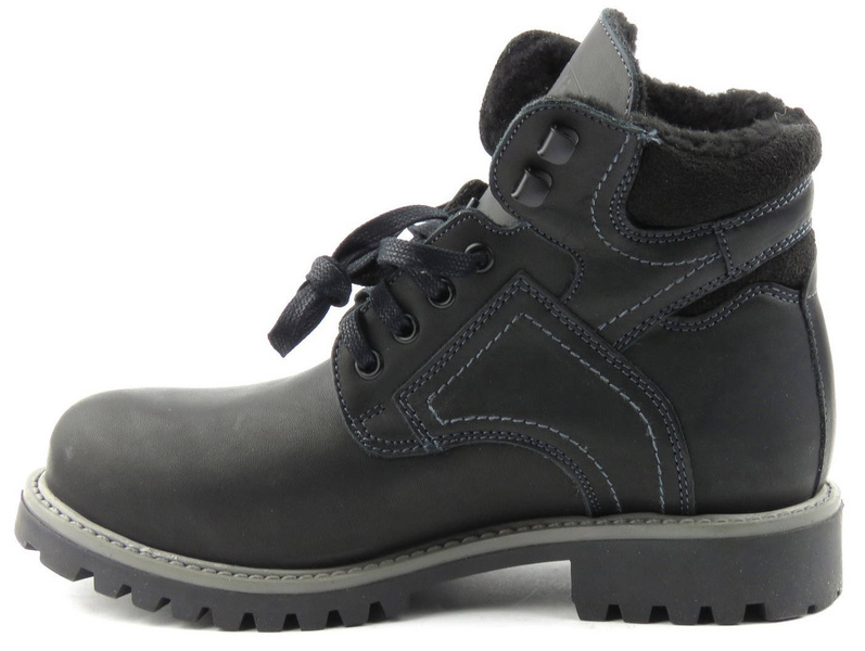 Dámské kožené kozačky zateplené vlnou - HELIOS Komfort 616/2G, černé