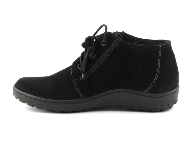 Pohodlné dámské kotníkové boty ze semišové kůže - HELIOS Komfort 618, černá