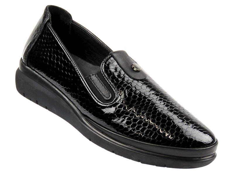 Elegantní dámské polobotky Nika Komfort 0452-156MSN, černý lak