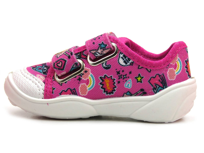 Pantofle, dětské boty na suchý zip - Befado 907P148, růžové s motivem superhrdinů