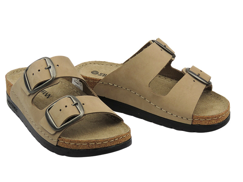 Kožené dámské pantofle – Dr Brinkmann 700741-08, béžové.