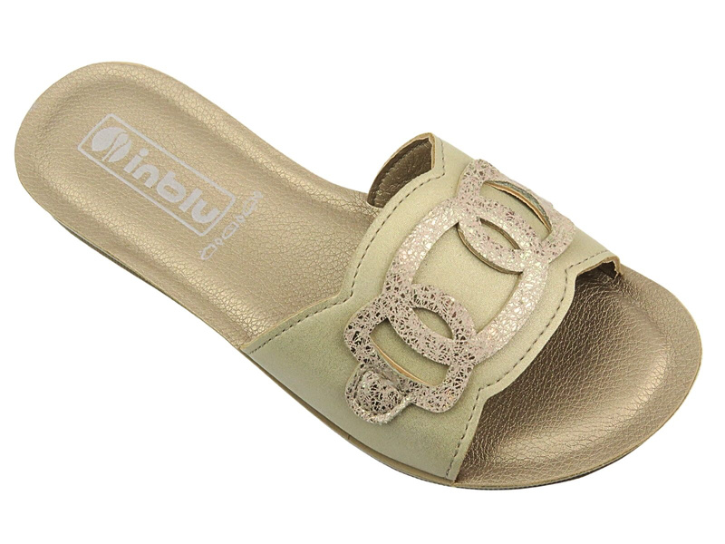 Dámské pantofle s přezkou - INBLU PONZA, zlaté