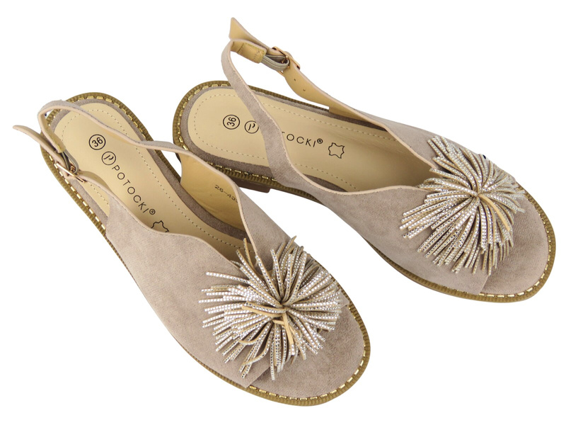 Stylové dámské sandály Potocki 26-43349, khaki