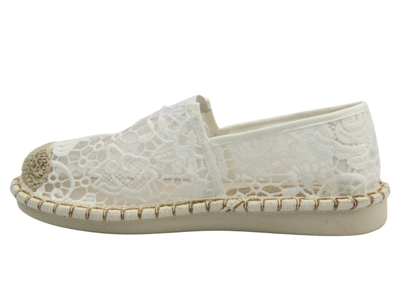 Dámské nazouvací polobotky – espadrilky Potocki 25-103301, bílé