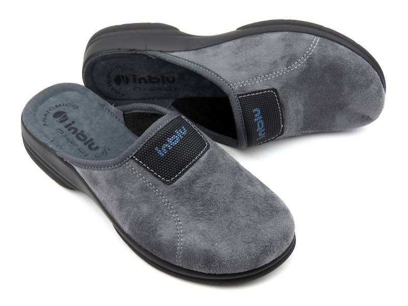 Pánské pantofle se sametovým svrškem - INBLU PO-72, šedé