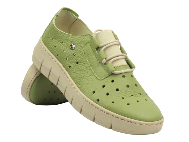 Pohodlné dámské kožené polobotky – HELIOS Komfort 434-2, zelené