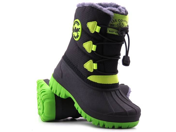 Dětské sněhule s manžetou - LEE COOPER LCJ-21-44-0519K, černá se zelenou