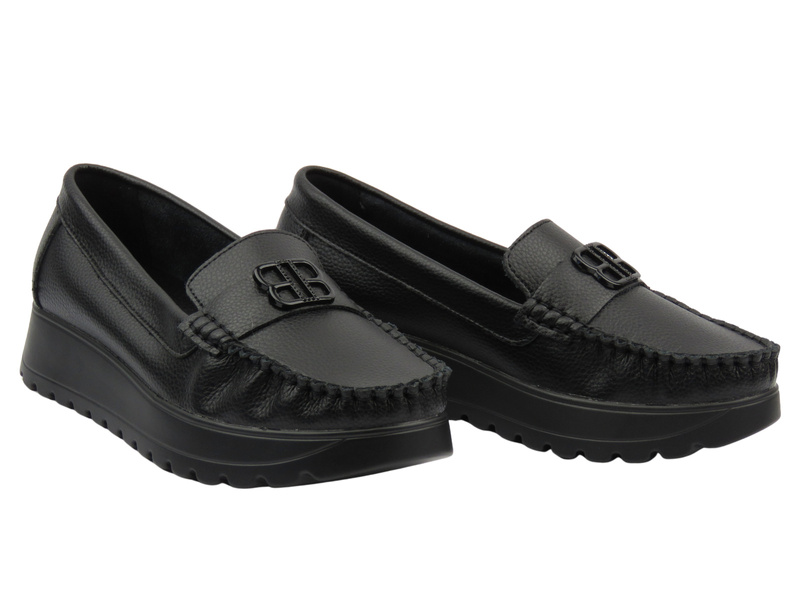 Dámské boty a mokasíny z přírodní kůže - Vinceza 66771, černá