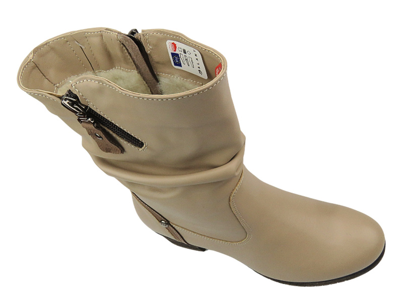 Pohodlné kožené kotníkové boty pro ženy - Galant Z23-4, béžová PL