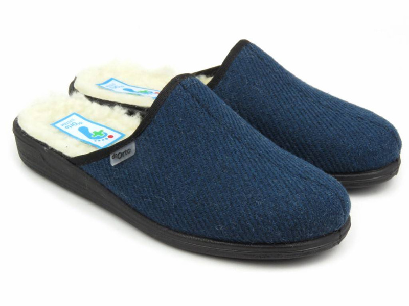 Zateplené pánské pantofle s vlnou - Dr Orto 000M325, tmavě modrá