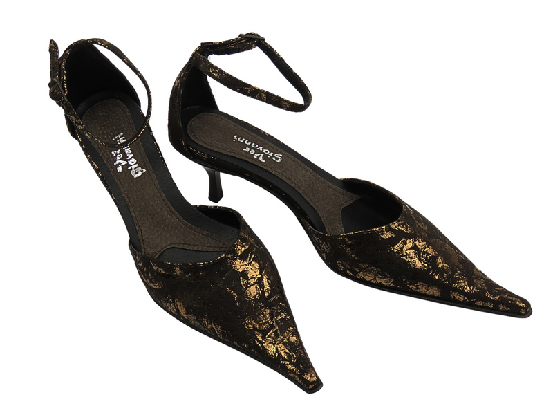 Lodičky na podpatku Ver Giovanni 838/6/F2 hnědé s ozdobou