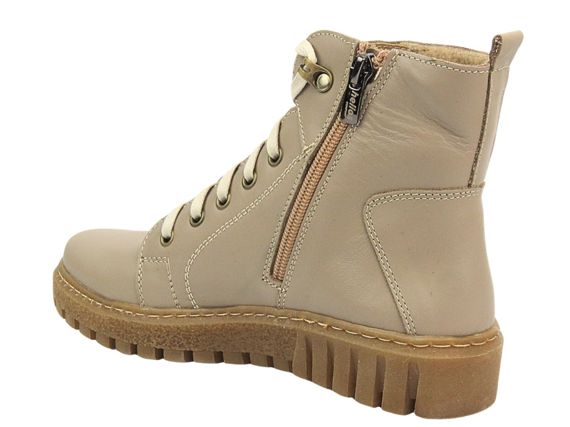 Kožené dámské boty HELIOS Comfort 577 Beige Lace-up Polish Brand