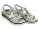 Kožené dámské sandály na jemném klínku - Nika Komfort L25-619, stříbrné