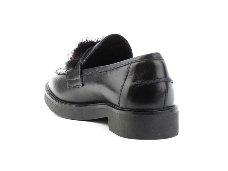 Dámské kožené lordy s prachovým a fialovým korálkem - Venezia 1423466, černá