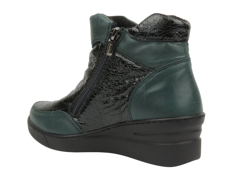 Dámské kožené kotníkové boty na zip - HELIOS Komfort 601, tmavě modrá