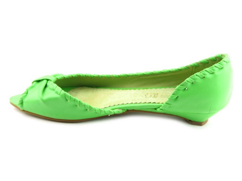 Lodičky na nízkém podpatku, balerínky - Free Ness FN-181, zelené