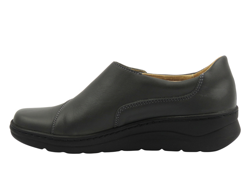 Pohodlné dámské polobotky z měkké přírodní kůže, šedé Helios Komfort 304