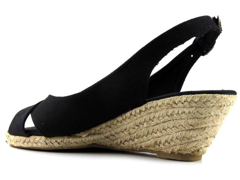 Dámské sandály, espadrilky na klínku - American Club OSE10-231, černé