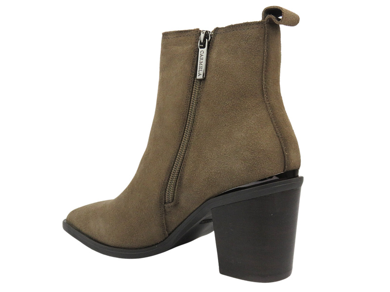 Dámské kotníkové boty na podpatku - Carmela 161895, béžové na zip