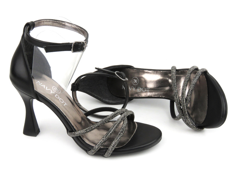 Elegantní dámské sandály na vysokém podpatku - Potocki 23-57002BK, černé