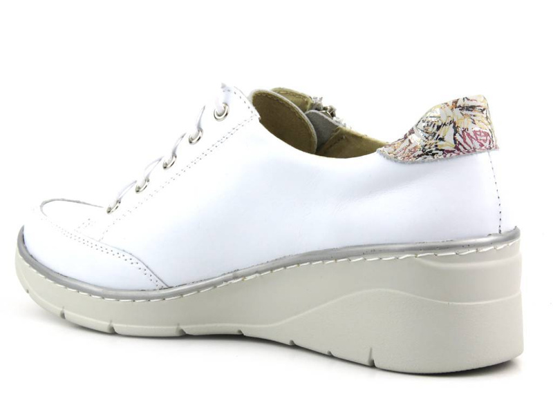 Dámská kožená obuv s ozdobnými květinami - HELIOS Komfort 406, bílá