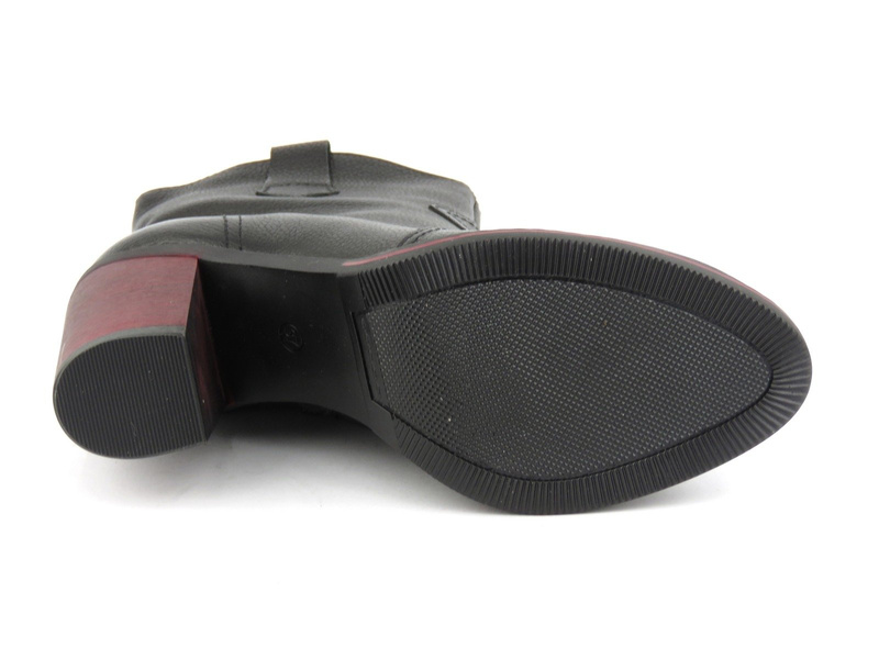 Černé dámské kotníkové boty s vínovým podpatkem - Kordel 1934