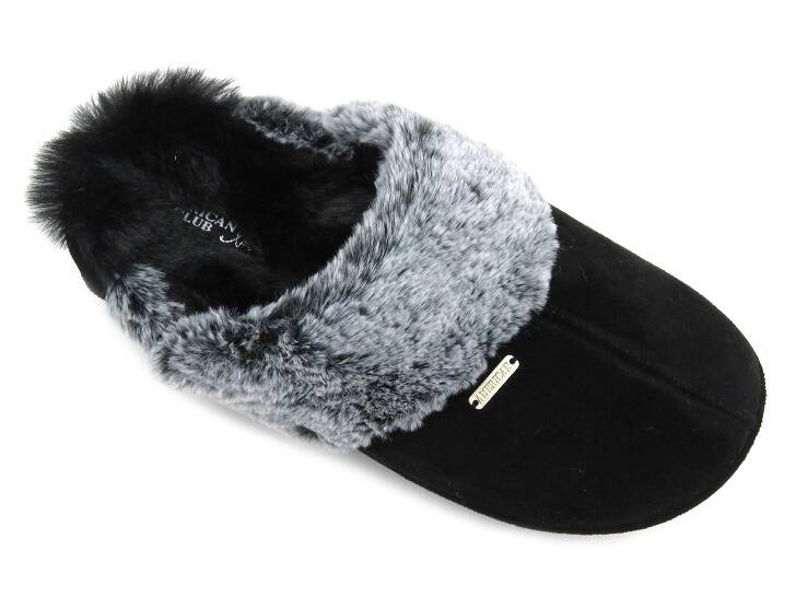 Měkké dámské pantofle s kožíškem - American Club SL 04/23, černé