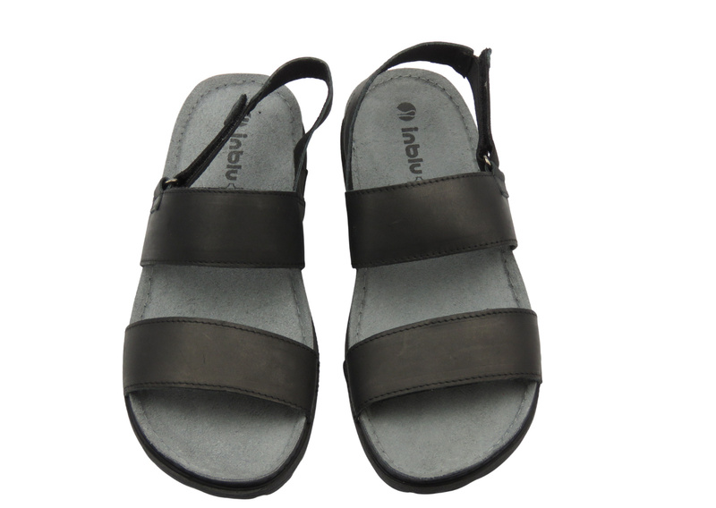 Pánské kožené sandály na suchý zip černé INBLU CR-4AU