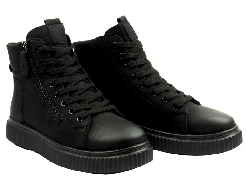 Kožené dámské kotníkové boty černé Cambell 25-19341