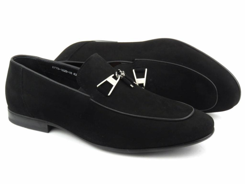 Semišové mokasíny, pánské boty JOHN DOUBARE D778-162B-18, černé